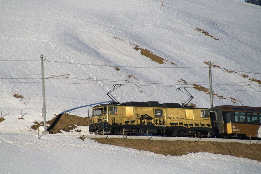 train, winter, switzerland, snow, transportation, cold temperature HD wallpaper
