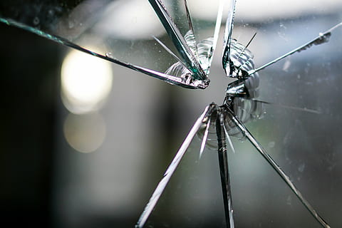 clear cracked glass, broken, fragmented, hole, disc, window HD wallpaper