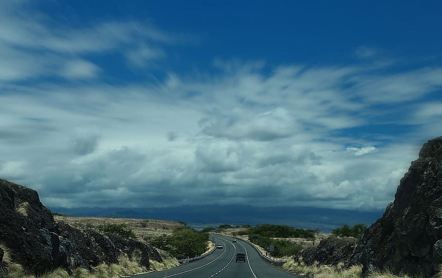 Freeway, Highway, Clouds, Road, sky, transportation, asphalt HD wallpaper
