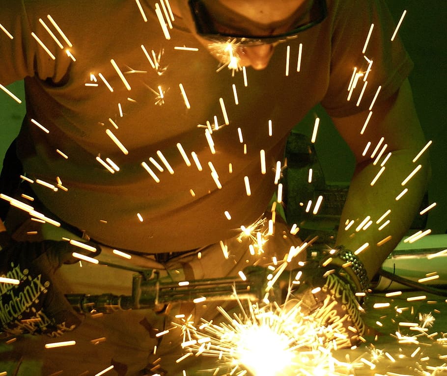 man using welder, construction, worker, torch, cutting, site, HD wallpaper