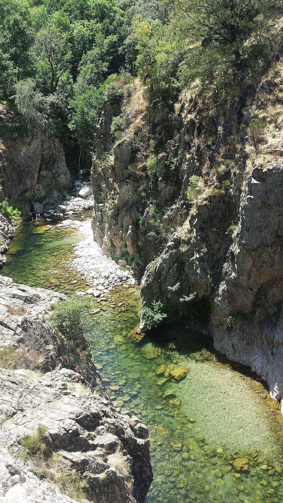 ardèche, river, water, rock, plant, beauty in nature, solid HD wallpaper