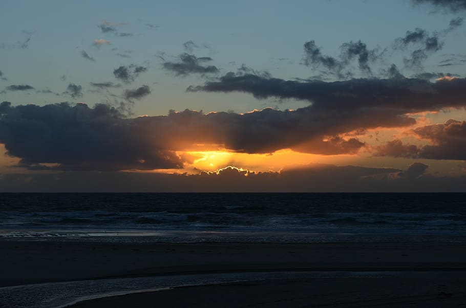 sunset, sea, sky, ocean, beach, summer, landscape, beautiful HD wallpaper