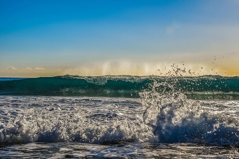 sea waves during daytime, foam, spray, water, nature, beach HD wallpaper