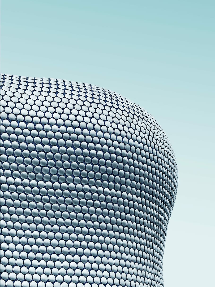 photo of grey structure, teal dot illusion wallpaper, pattern HD wallpaper