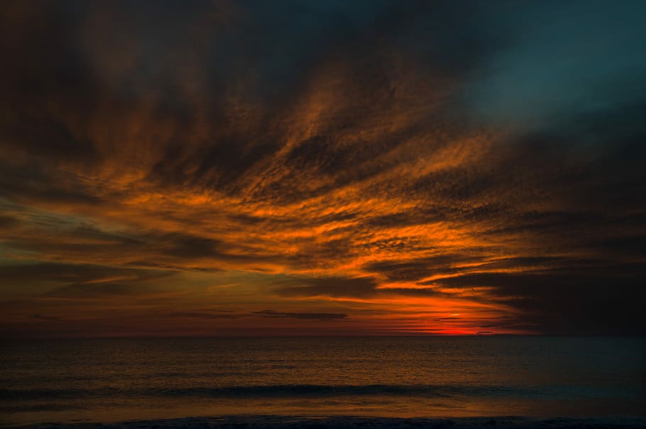 orange sunset, landscape photography of golden hour, sunrise HD wallpaper