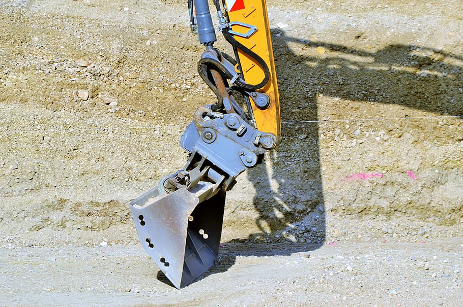 backhoe bucket, blade, excavators, construction machine, excavator buckets HD wallpaper