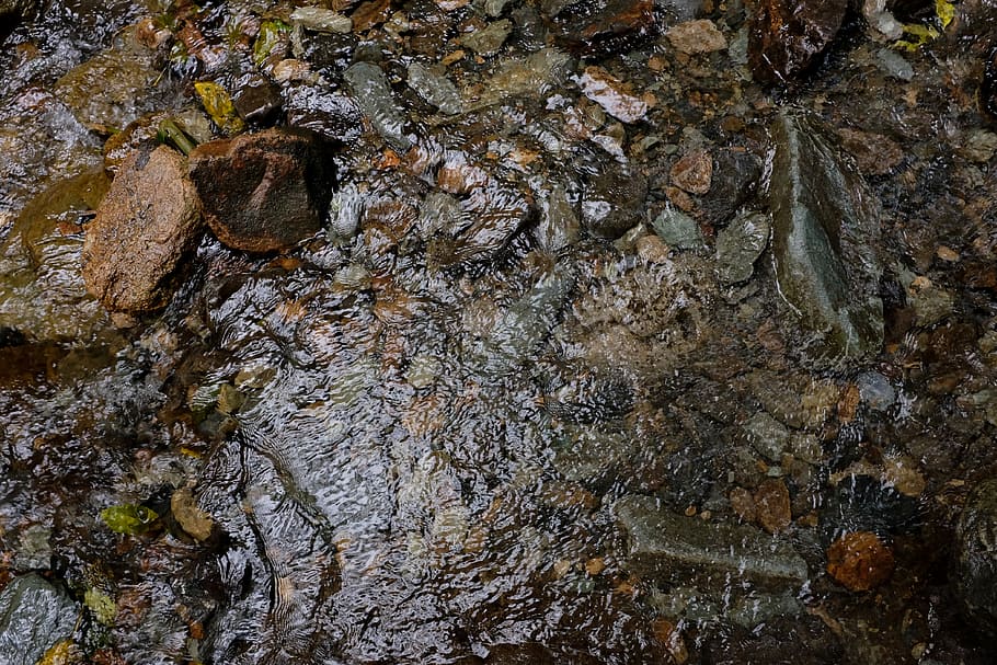flowing water with rocks at daytime, river, stream, textured HD wallpaper