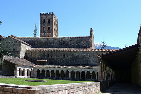 France, Pyrenees, Codalet, Abbey, eastern pyrenees, saint-michel cuxa HD wallpaper