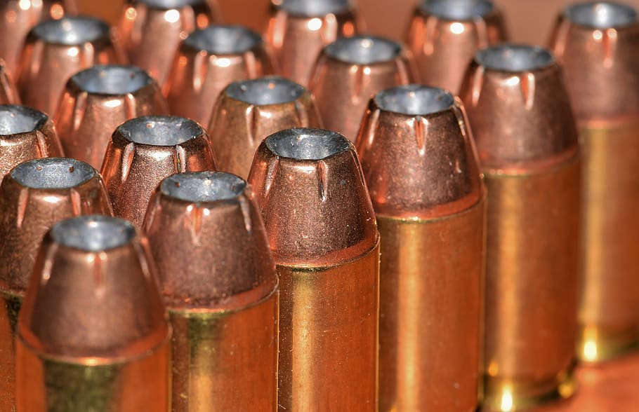 lined hollow-point ammunition lot, bullets, ammo, brass, cartridges