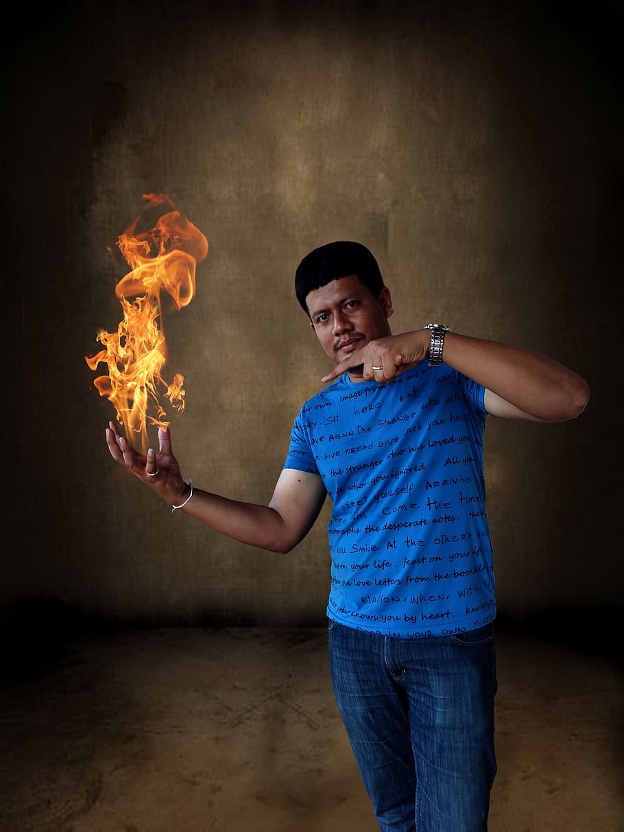 Fire, Flames, Light, the light, men, one Person, people, fire - Natural Phenomenon HD wallpaper