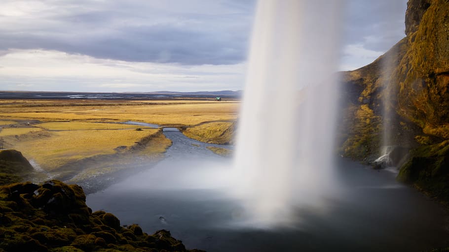 timelapse photo of waterfalls at daytime, time lapse photography of waterfall at daytime HD wallpaper