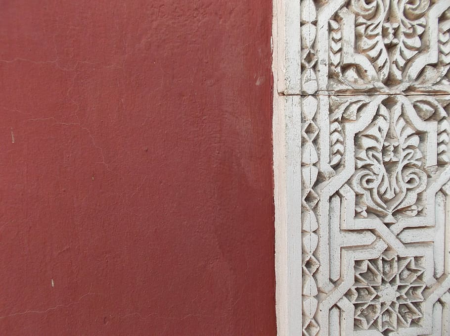 Wall, Marrakech, Pattern, ox blood red, carving - craft product HD wallpaper