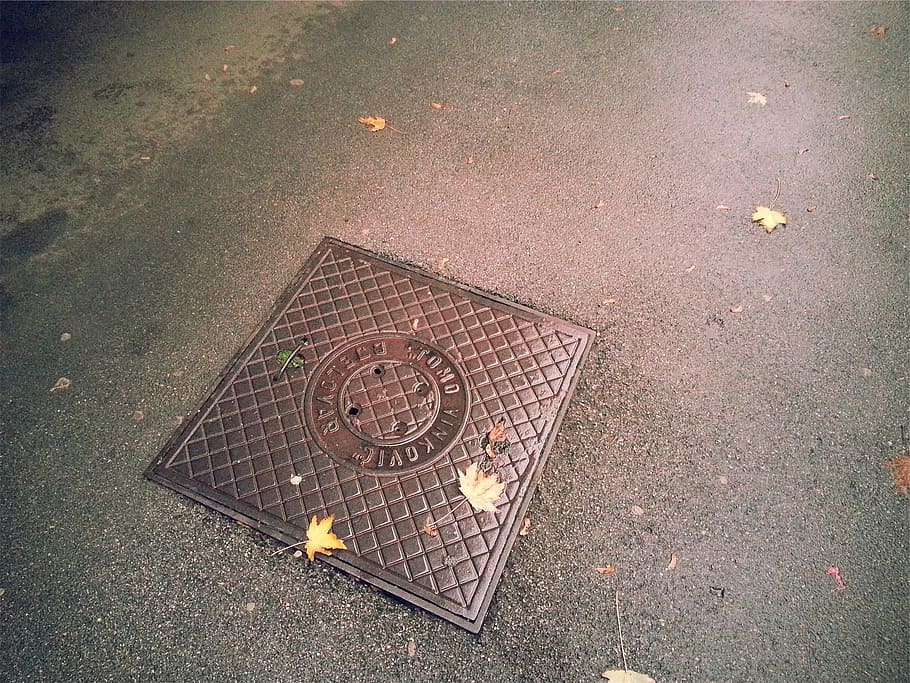 sewer, pavement, ground, high angle view, no people, city, manhole HD wallpaper