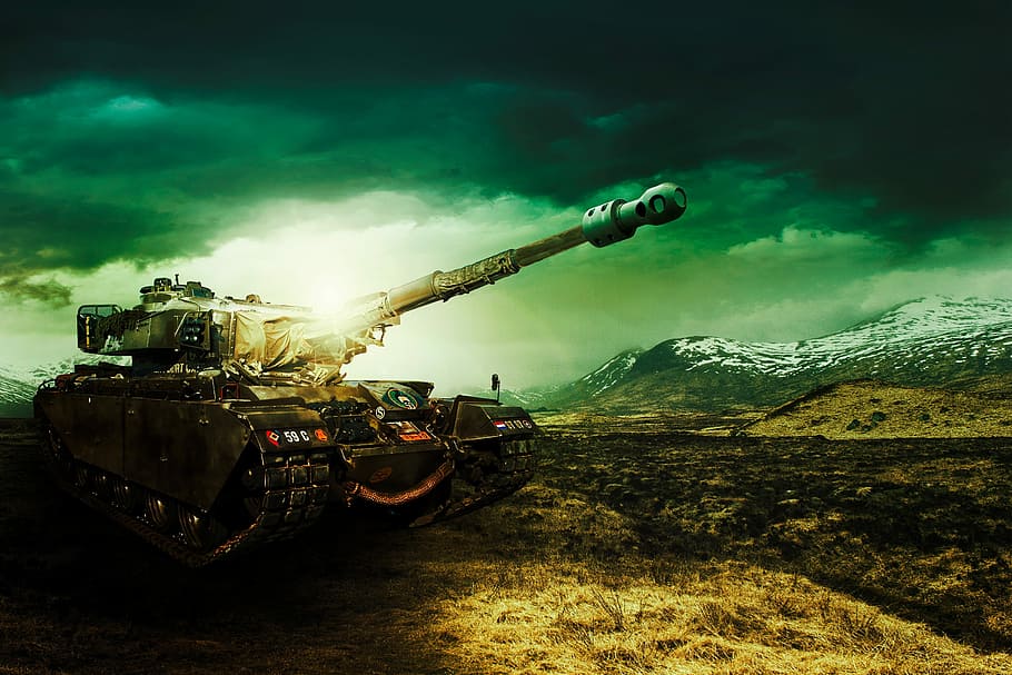 panzer, back light, military, composing, vehicle, clouds, steppe HD wallpaper