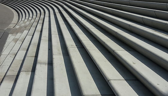 closeup photo of gray concrete stadium, stairs, gradually, stair step HD wallpaper