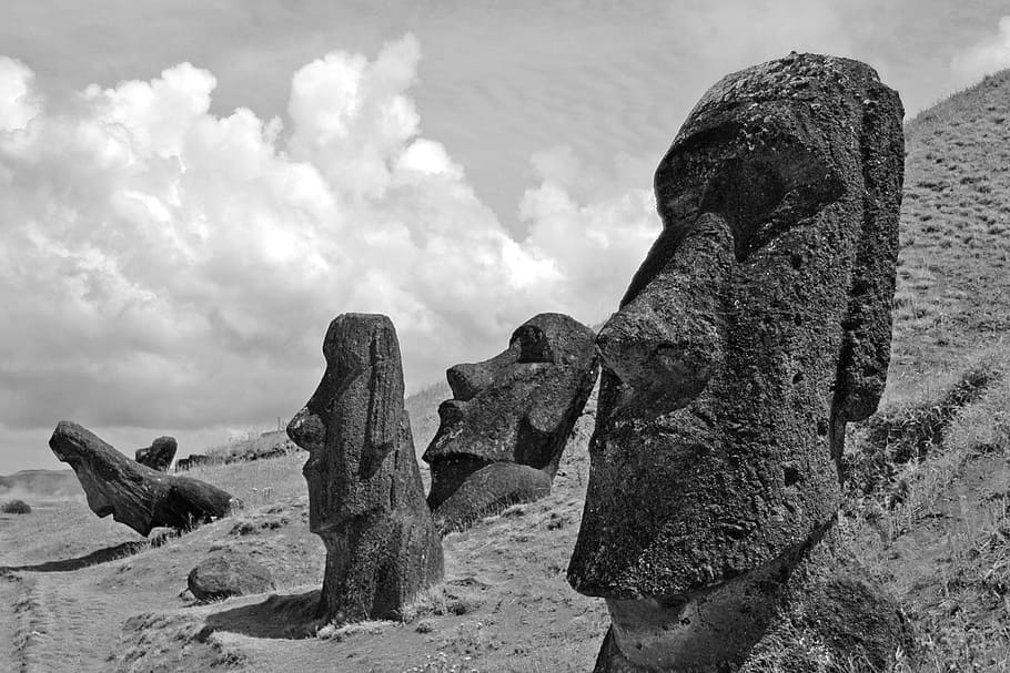easter, an island, moai, chile, representation, sculpture, art and craft