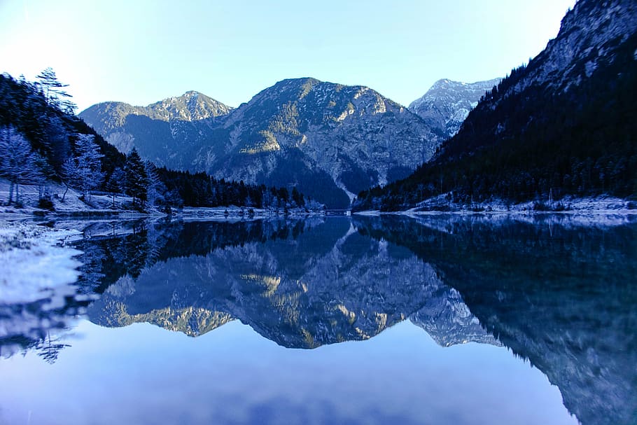 daylight, environment, high, lake, landscape, mirror image HD wallpaper