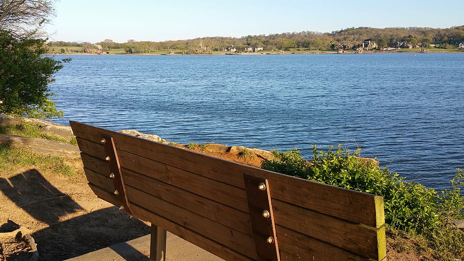 river, bench, tennessee, landscape, water, nature, sea, plant HD wallpaper