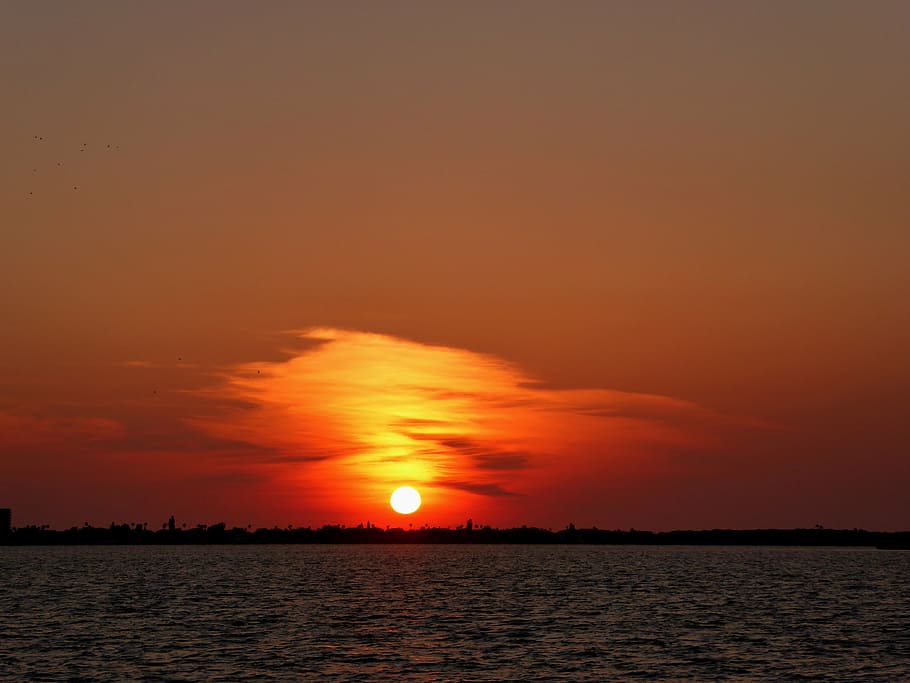sunset, florida, water, beach, ocean, coast, bay, landscape HD wallpaper