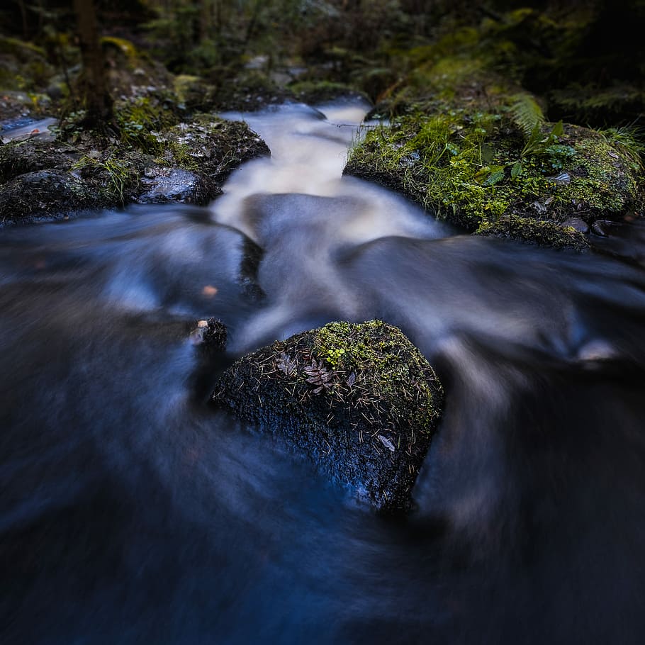 time lapse photography of waterfalls, time-lapse photography of rocky stream HD wallpaper