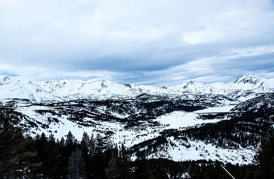 aerial photography of mountain covered by snow, mountains covered with snow at daytime HD wallpaper