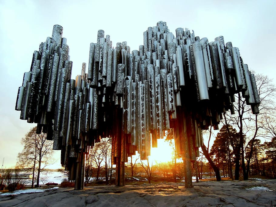 Sibelius Monument, Memorial, finnish, abstract, tubes, art, HD wallpaper