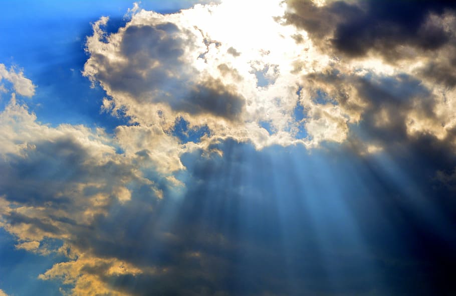 white clouds on blue sky, sun, twilight, nature, weather, cloud - Sky HD wallpaper
