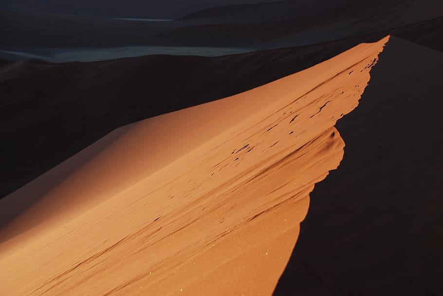dune, sand, desert, contrast, ridge, africa, namibia, sossusvlei HD wallpaper
