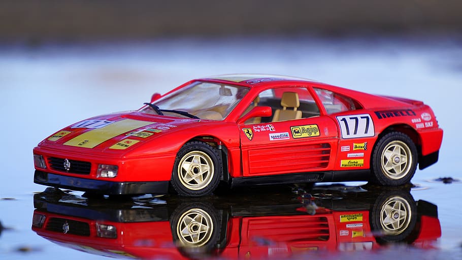 car, model, vehicle, small, reflection, automobile, red, transportation HD wallpaper