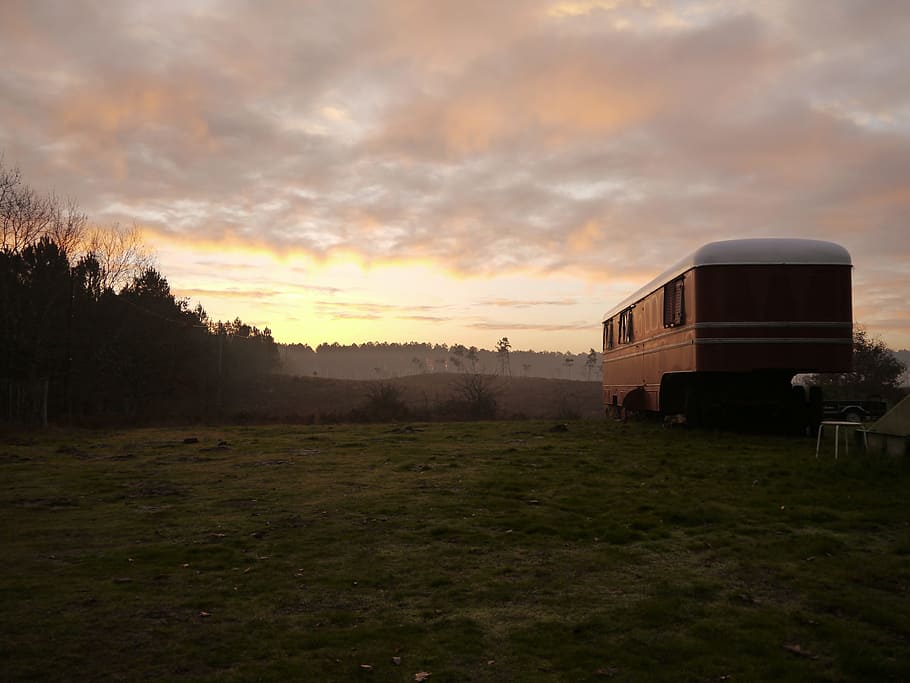 camping, sunset, solitude, sky, cloud - sky, nature, plant HD wallpaper