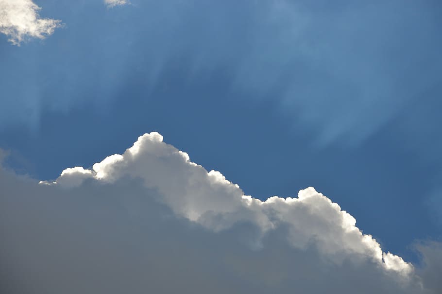 sky, blue, clous, sunbeam, cloud - sky, cloudscape, beauty in nature HD wallpaper