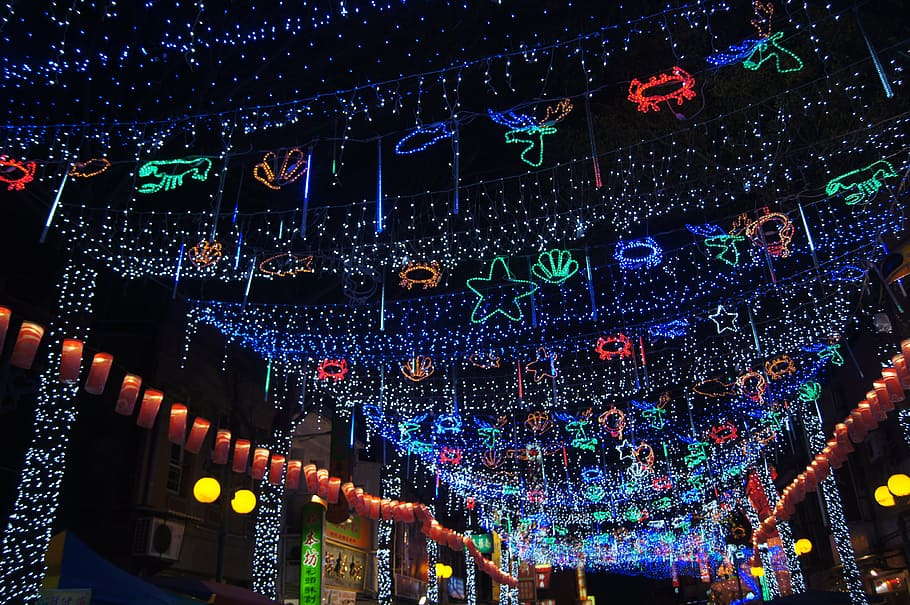 lukang, carnivals, night, illuminated, multi colored, decoration HD wallpaper