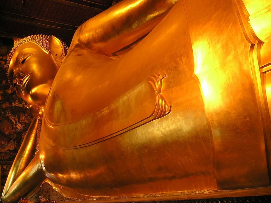 buddha, gold, huge, large, thailand, southeast, asia, sculpture, HD wallpaper