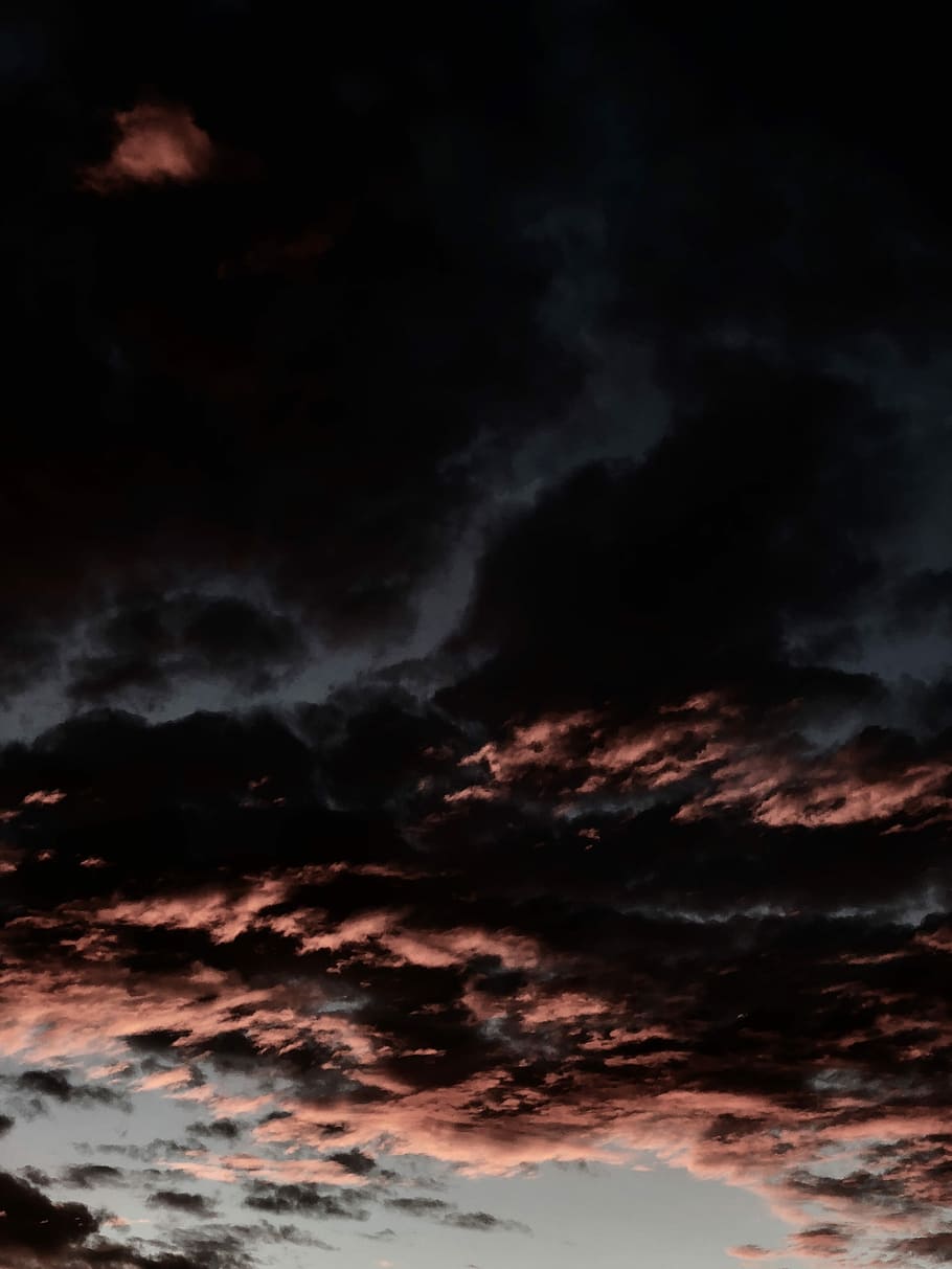 silhouette photo of sky filled with clouds, worms eye view of sky covered by clouds HD wallpaper