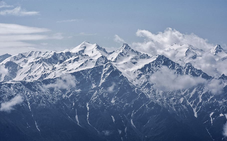 Brushed by the Clouds, aerial view of mountain covered with clouds HD wallpaper
