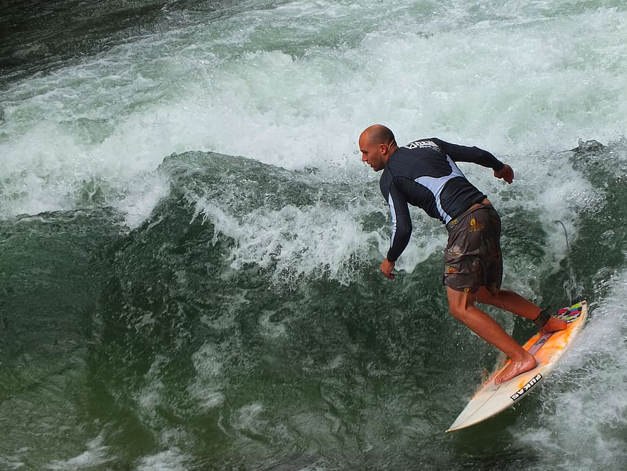 munich, eisbach, surfer, english garden, bavaria, extreme Sports HD wallpaper