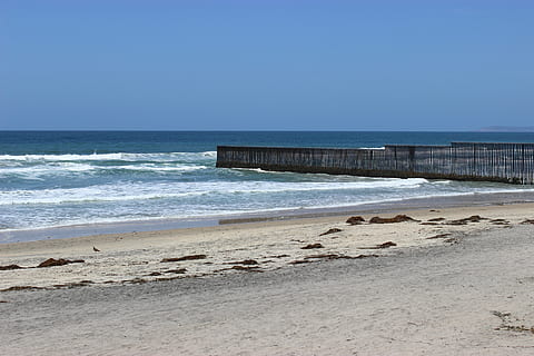 beach, tijuana, border, border line, tijuana san diego, pacific ocean HD wallpaper