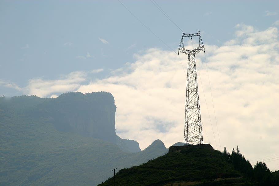 electricity, current, mast, energy, power line, high voltage HD wallpaper