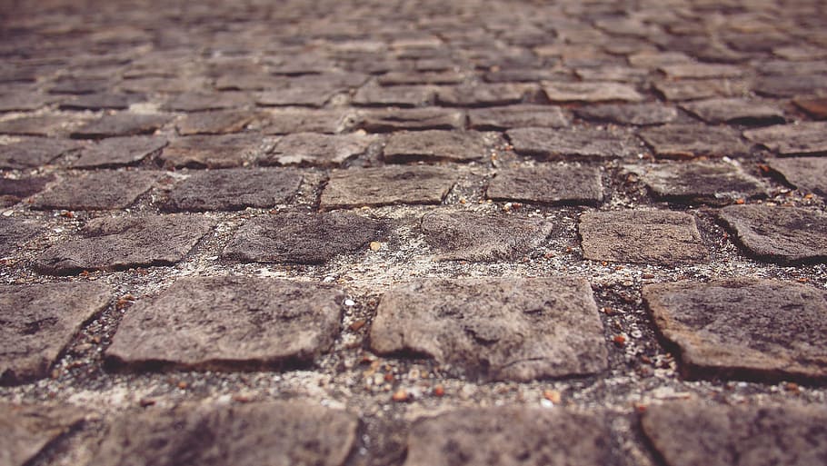 gray brick flooring, road, door, stone, way, going, walk, city HD wallpaper