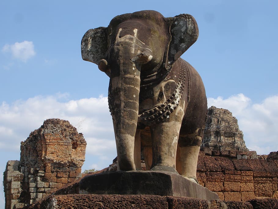 Cambodia, Angkor, Old, Ruin, Elephant, work of art, state of decay, HD wallpaper