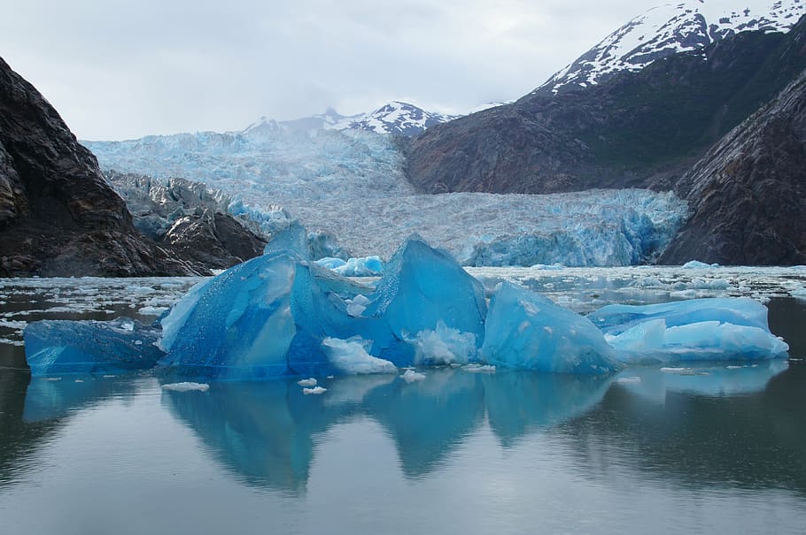 glaciers on body of water, alaska, north sawyer glacier, tracy arm fords terror wilderness, HD wallpaper