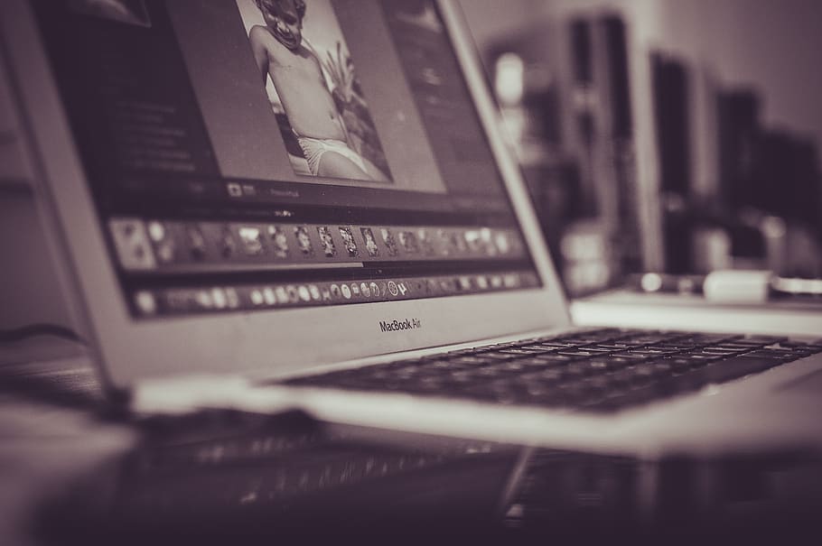 macbook, laptop, computer, office, desk, work, creative, technology HD wallpaper