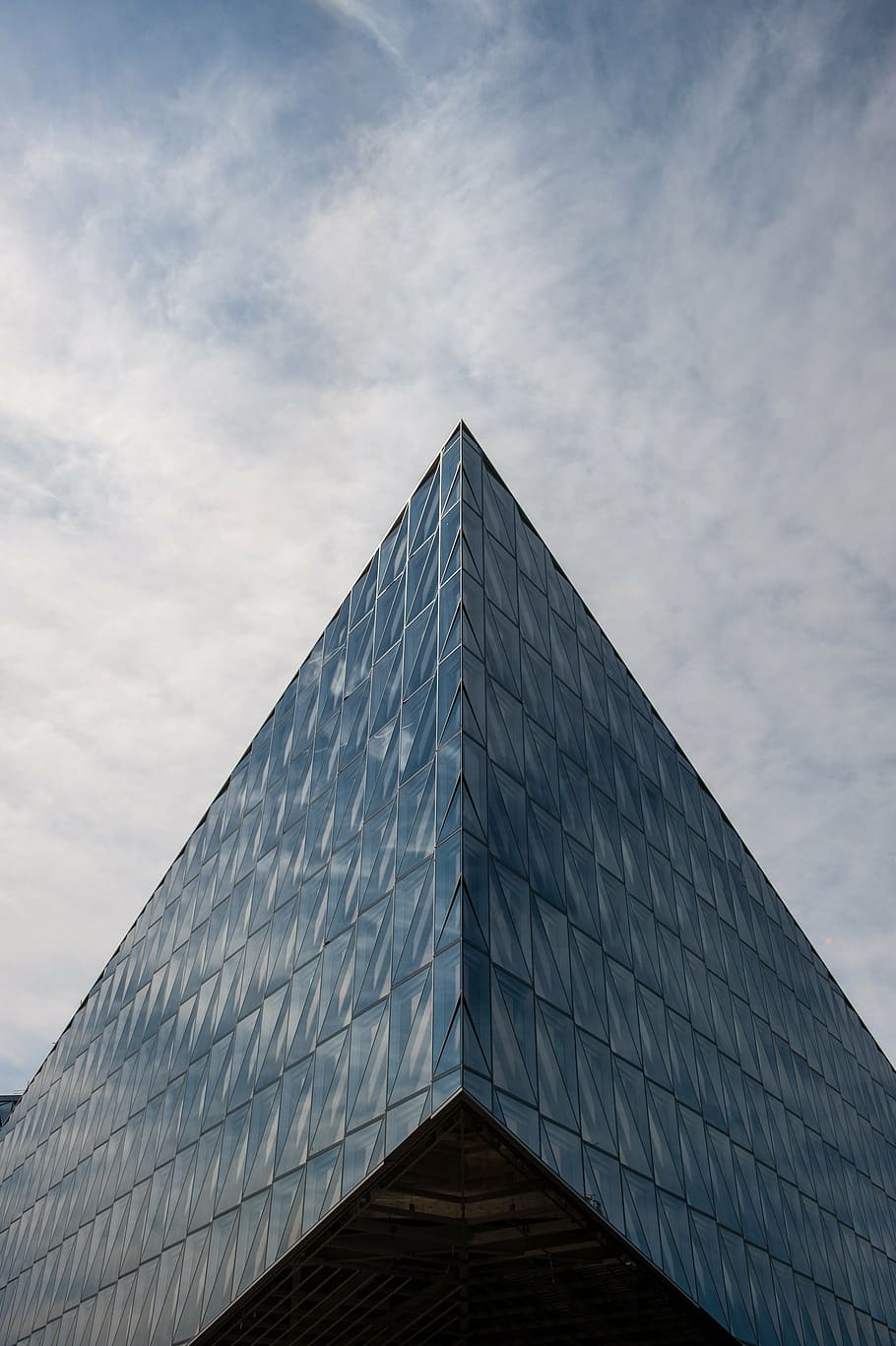 architecture, building, clouds, glass, low angle shot, modern HD wallpaper