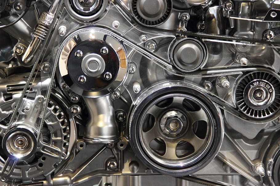 closeup photo of gray engine, technique, metal, modern, know-how HD wallpaper