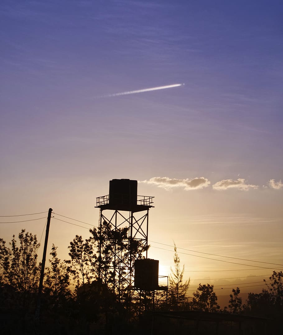 sky, sunset, industry, environment, tower, landscape, light HD wallpaper