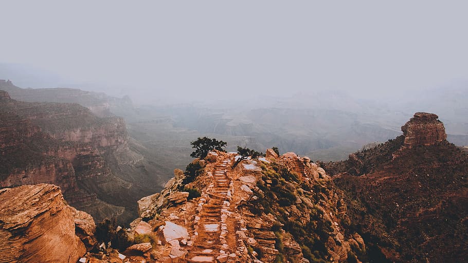 rock, formation, mountain, hill, landscape, nature, clouds HD wallpaper