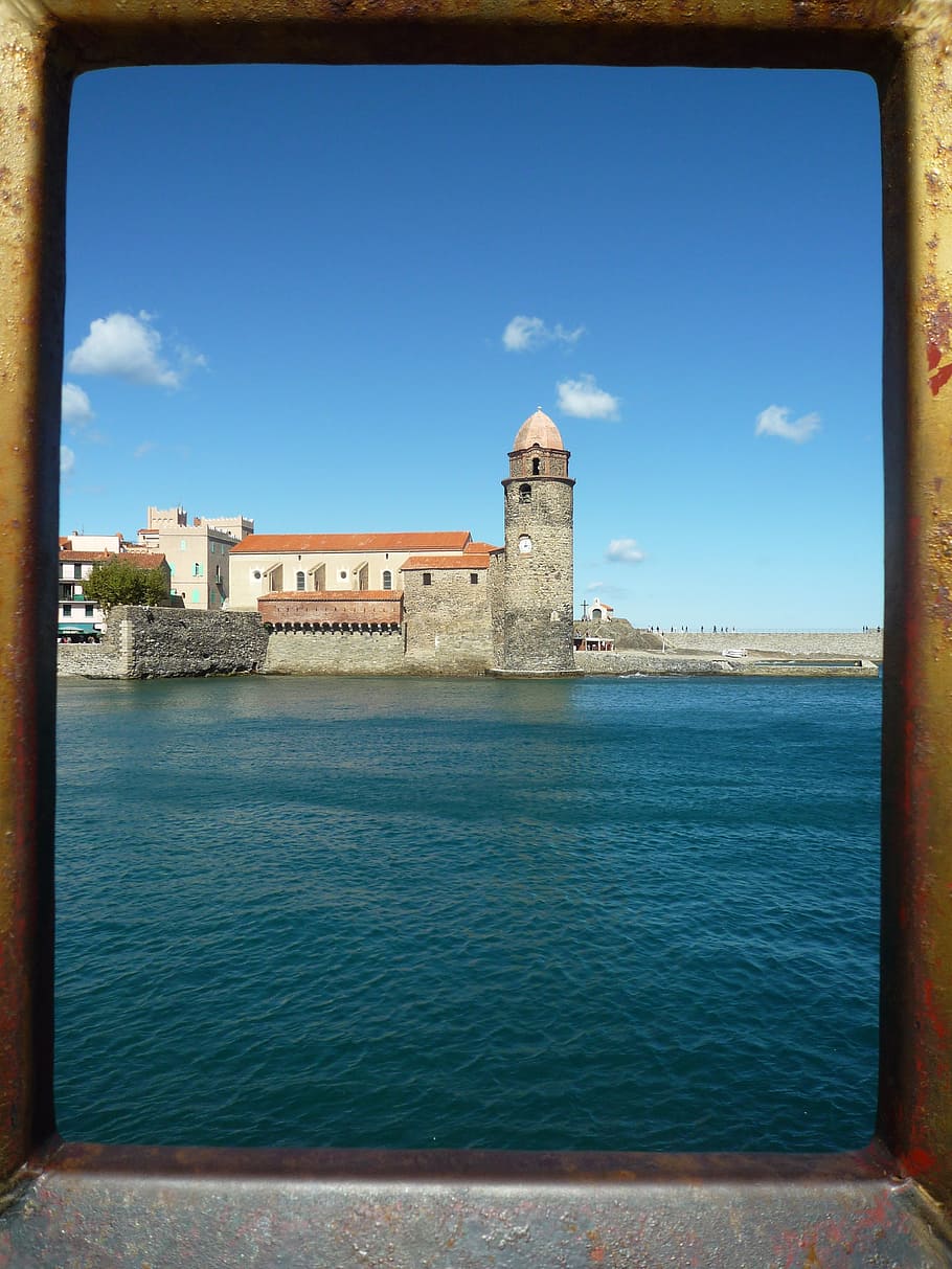 port, collioure, framework, sea, tower, south, architecture HD wallpaper
