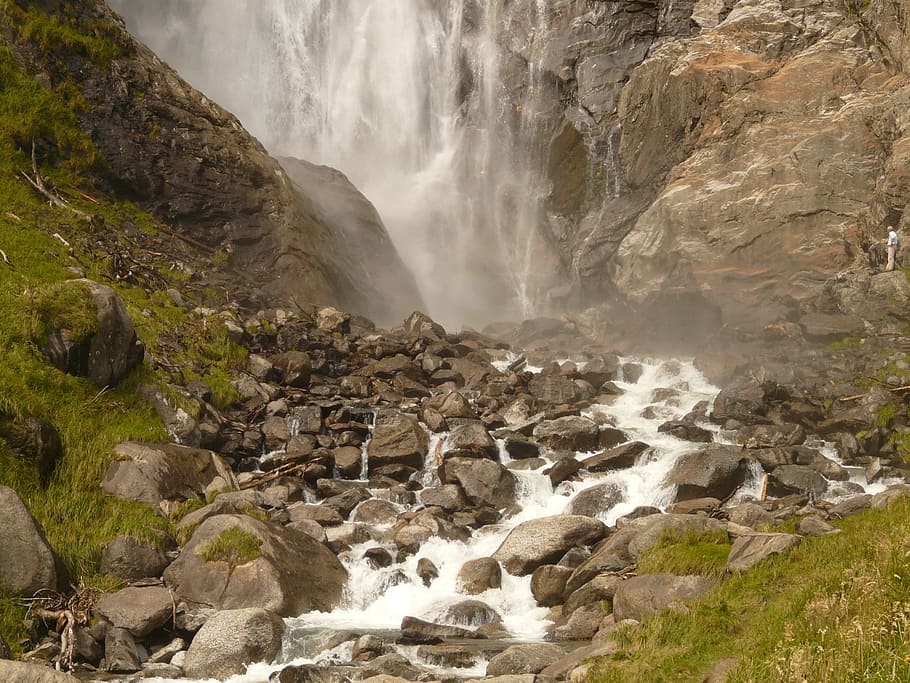 water, waterfall, spray, foam, nature, places of interest, partschins waterfall HD wallpaper