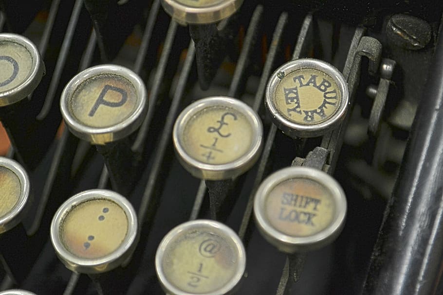 photo of silver and black cash register buttons, typewriter HD wallpaper