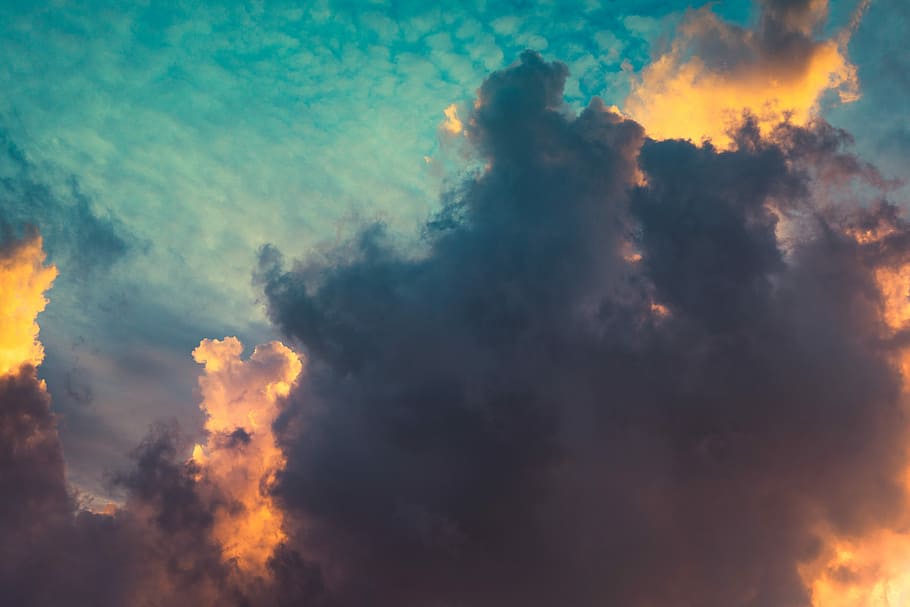 party clouds during daytime, cloudy sky photo, sunset, sunrise HD wallpaper